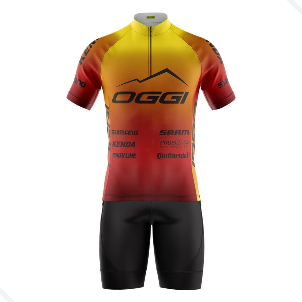 CONJUNTO CICLISMO MSCULINO BERMUDA E CAMISA OGGI COM BOLSOS UV 50+