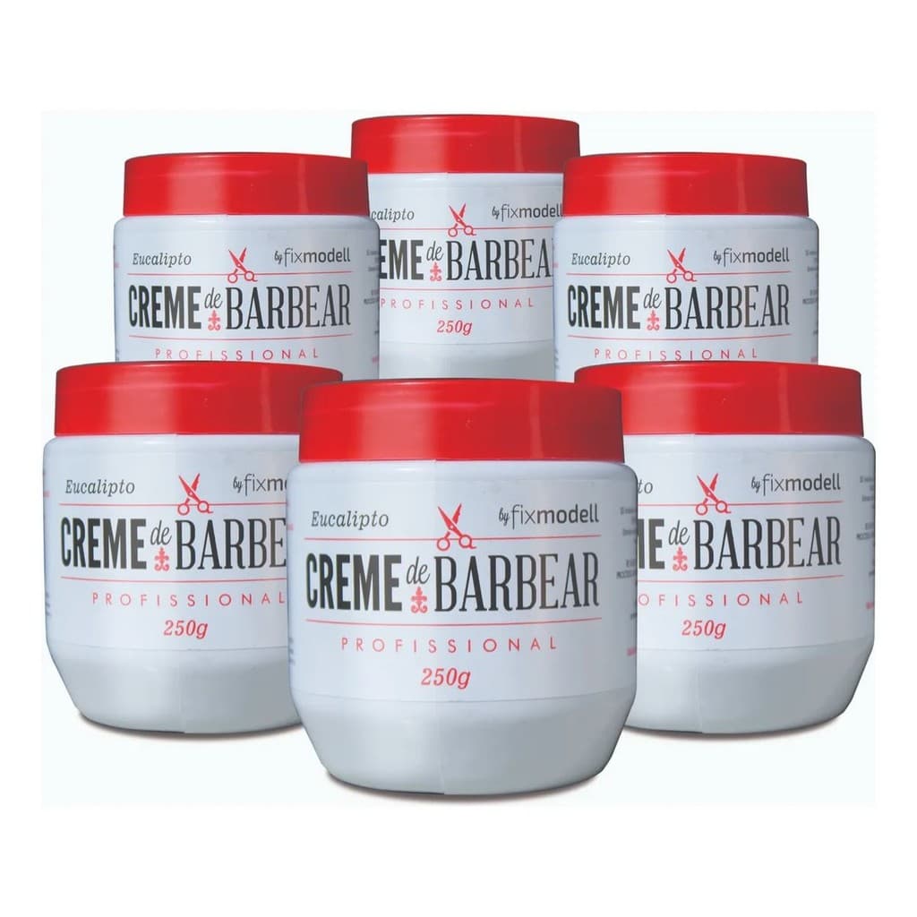 Creme de Barbear Fixmodell Eucalipto 250g Kit 6 Unidades Promoção