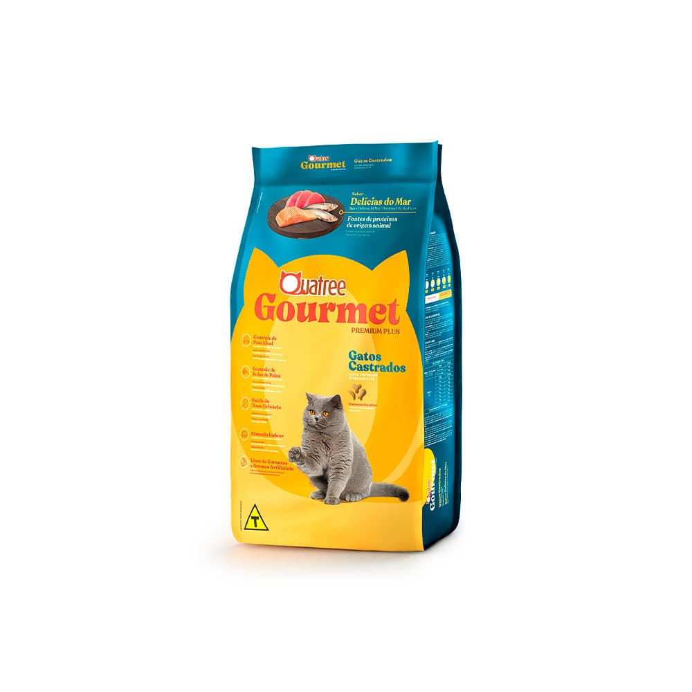Ração Quatree Gourmet Gatos Castrados Delicias do Mar 10.1 Kg