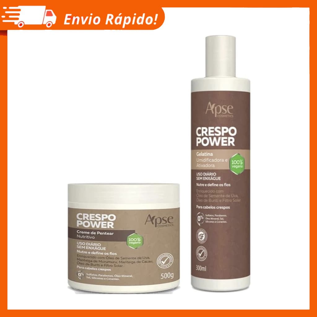 Kit Finalizador Apse Crespo Power GelatinaUmidificadora e Creme Pentear Nutritivo - Apice