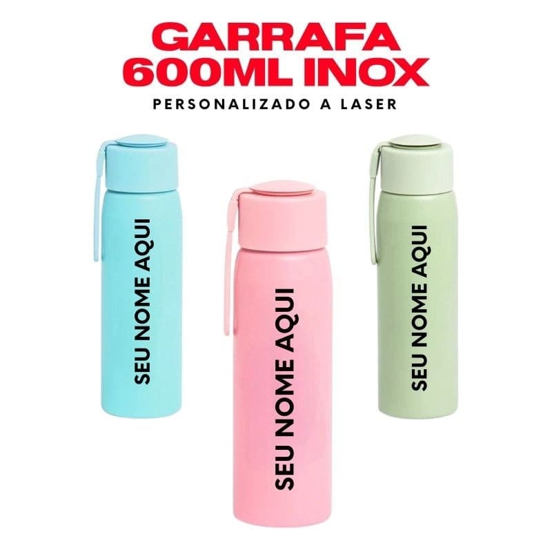 15 Garrafa 600ml Com Alsa Para Transporte, Personalizada , Logo Nome E Profissões