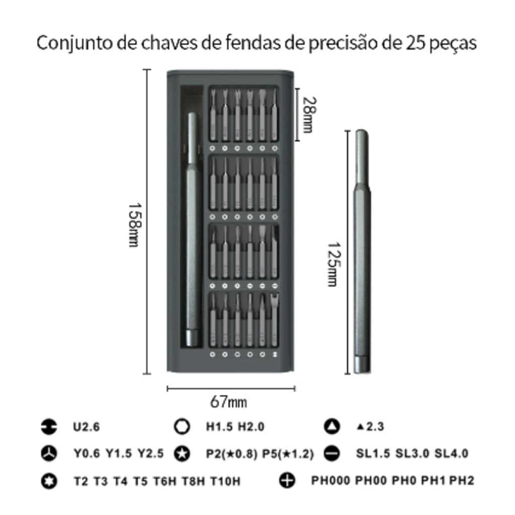 Kit Jogo Ferramenta Chave Magnética Precisão 24 Peças Pequenos Reparos Chaves De Segurança