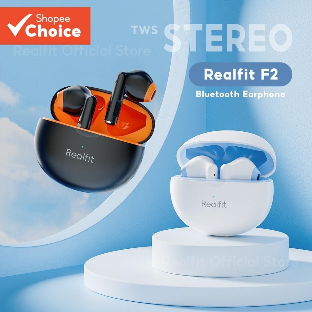 Realfit F2 TWS Fone De Ouvido Sem Fio Bluetooth Mini Fones De Alta Qualidade Com Bateria De Longa Duração