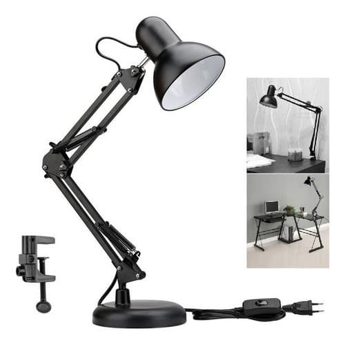 Luminária De Mesa Pixar Escritório Abajur Articulada Com Garra E Base Preto Branca Rosa 110v/220v