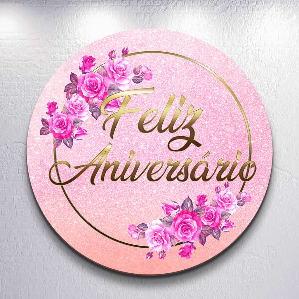 Capas Sublimadas Para Painel Redondo De Festa Feminina Com Flores Rosa Tema Aniversário Delicado