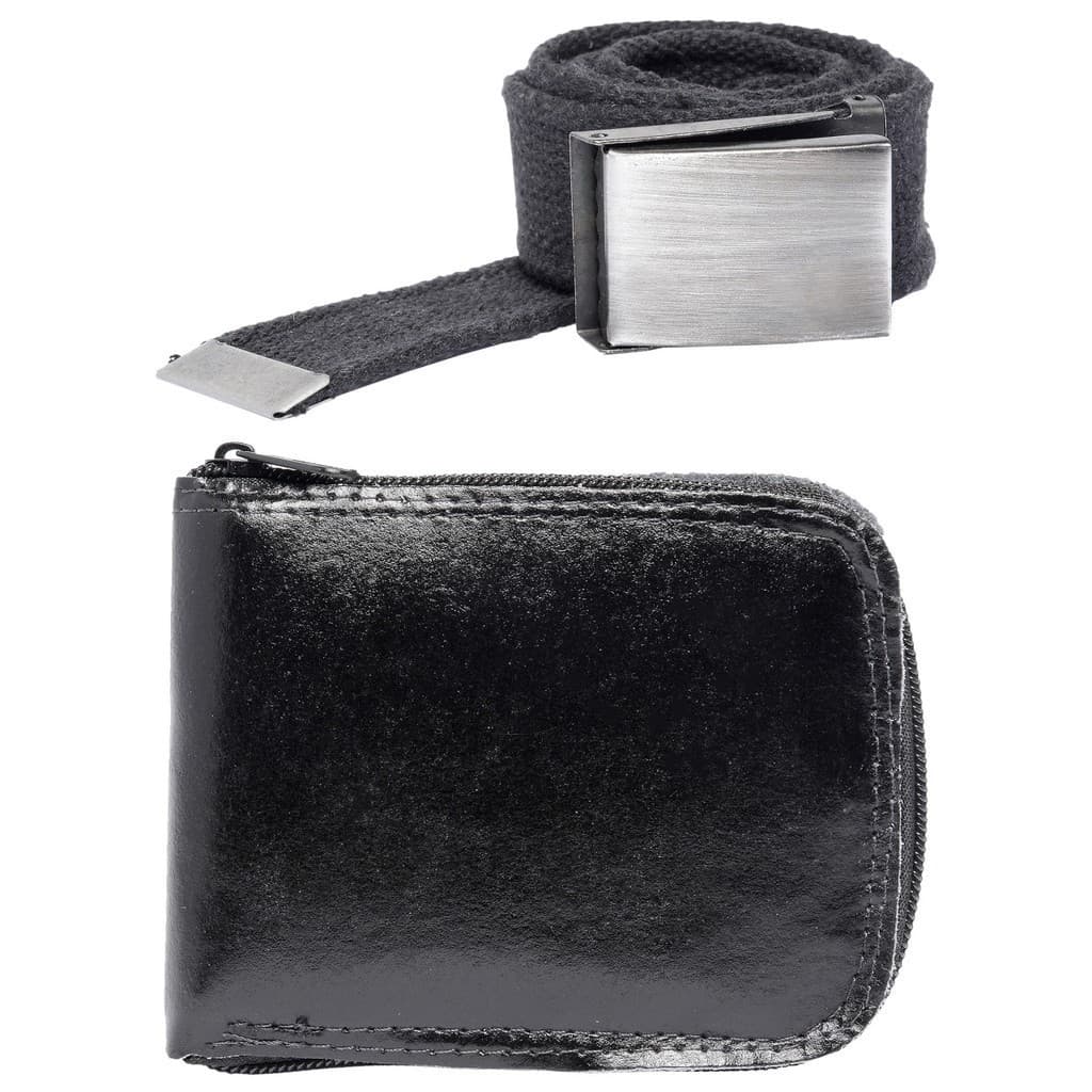Kit Carteira Masculina em Couro Bovino Fecho em Zíper e Cinto Militar ! Lançamento