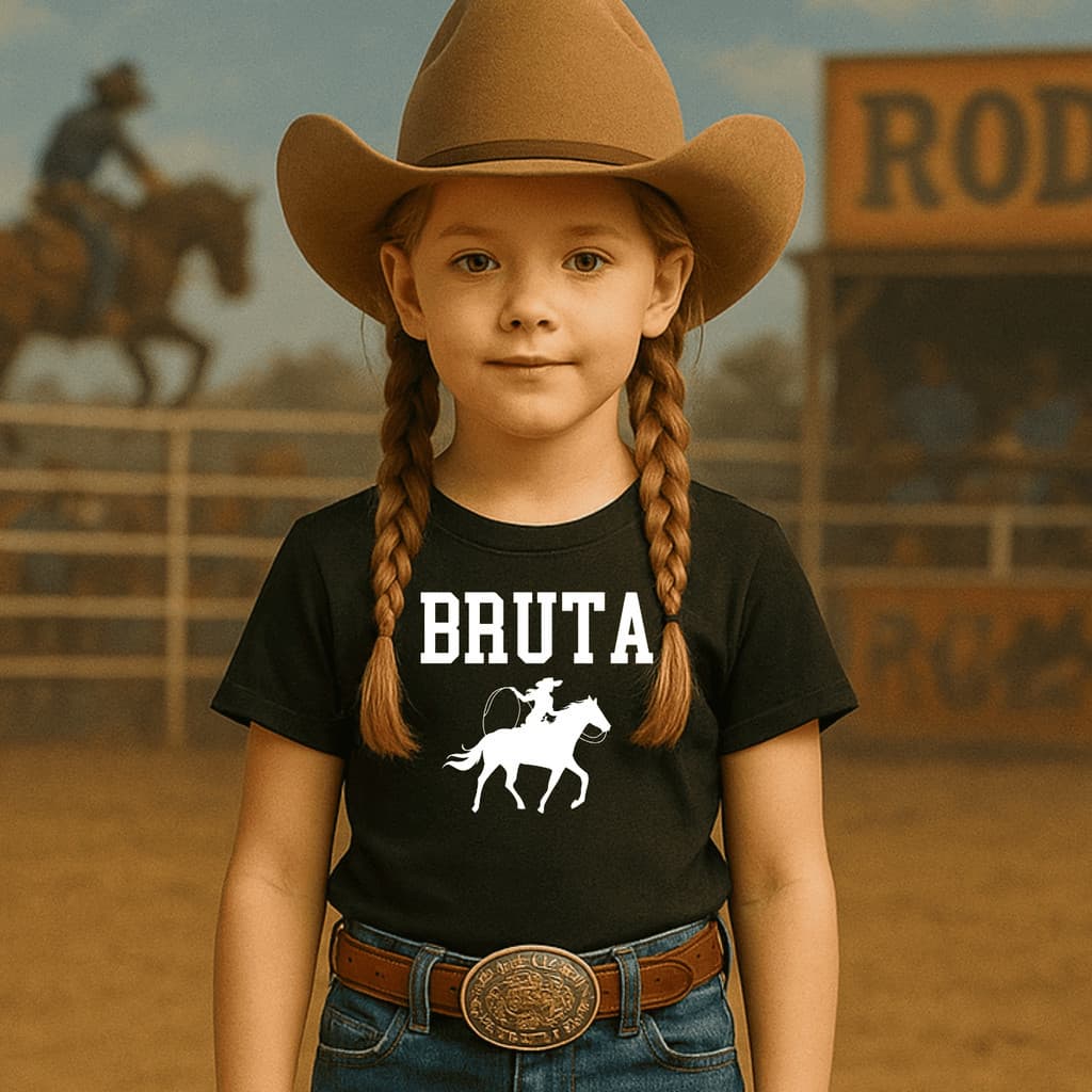 Camiseta Infantil Bruta Boiadeira Vaquejada Country Western Farm Texas Feminina Criança Menina