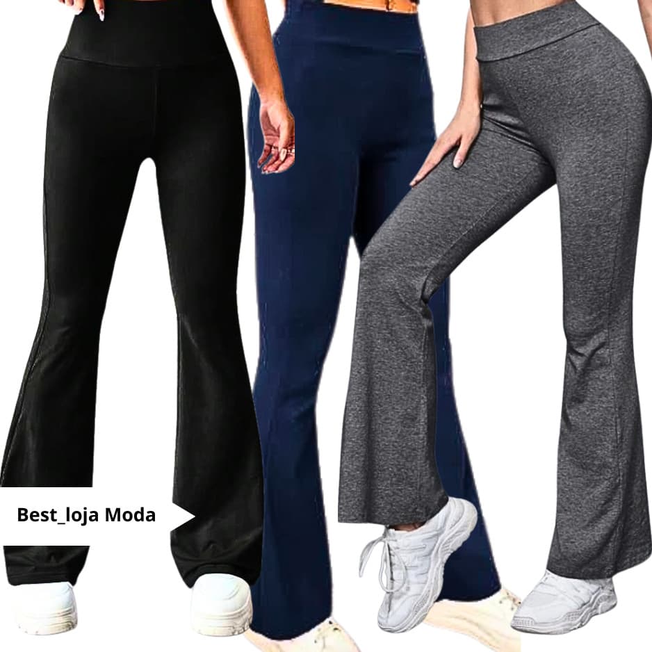 Kit 2 Calça Legging Feminina Flare Boca de Sino não fica transparente THE BEST MODA