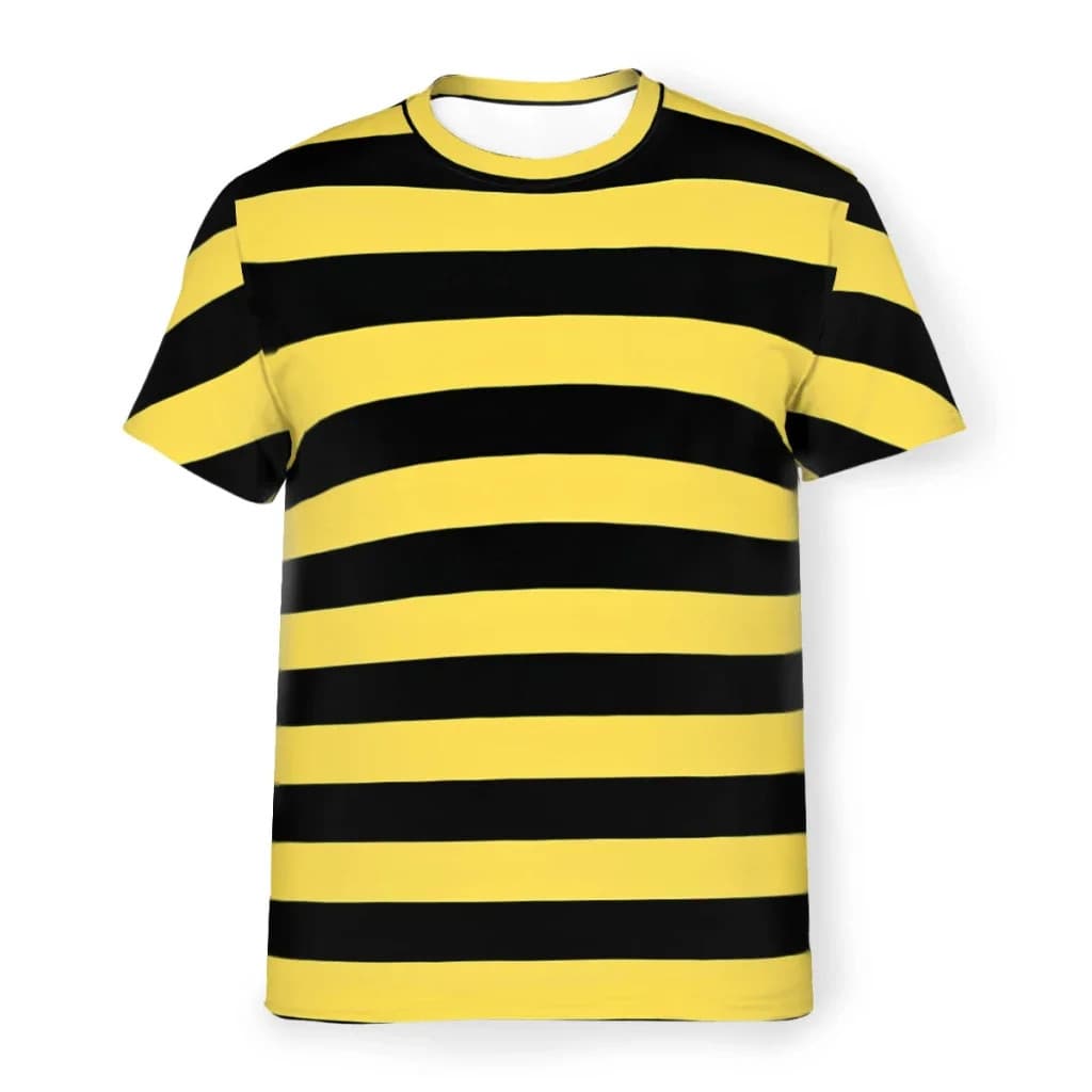 Moda Cor Camiseta Masculina Listras De Abelha Pretas E Amarelas Personalizar Fina Hipster Topos Feminino