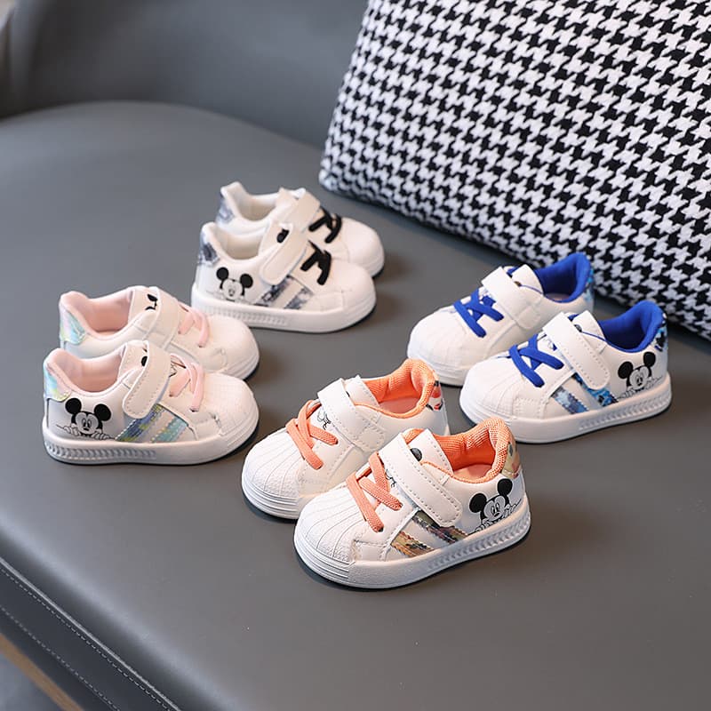 Baby white shoes for boys and girls, spring and autumn rainbow designs
