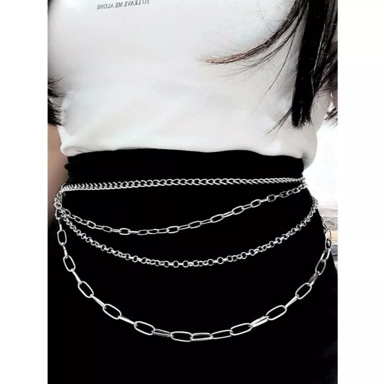 Cintos Feminino Com 4 Corrente dourado e prata De Metal importado