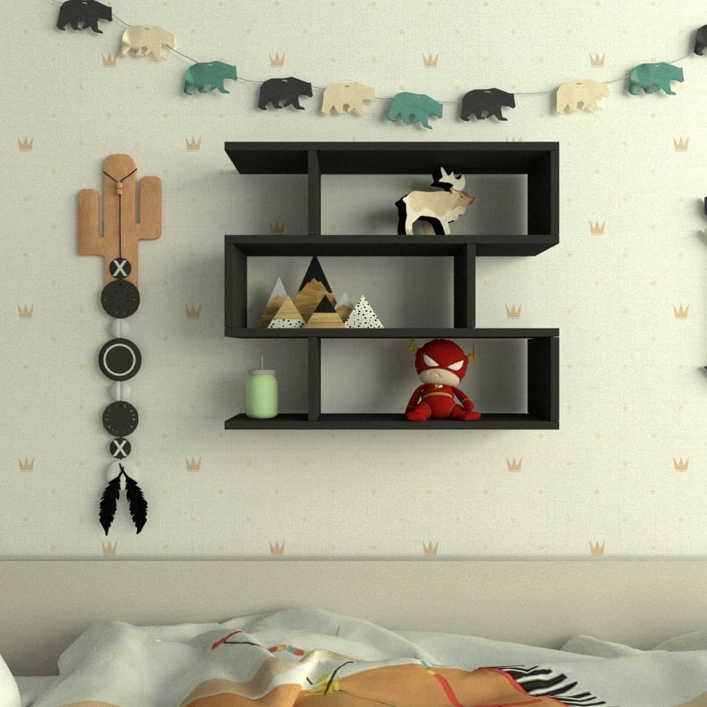 Nicho ZIG P15cm Minimalista Preto MDF Organizador Dormitorio Bebe Infantil Kids  + ENVIO IMEDIATO