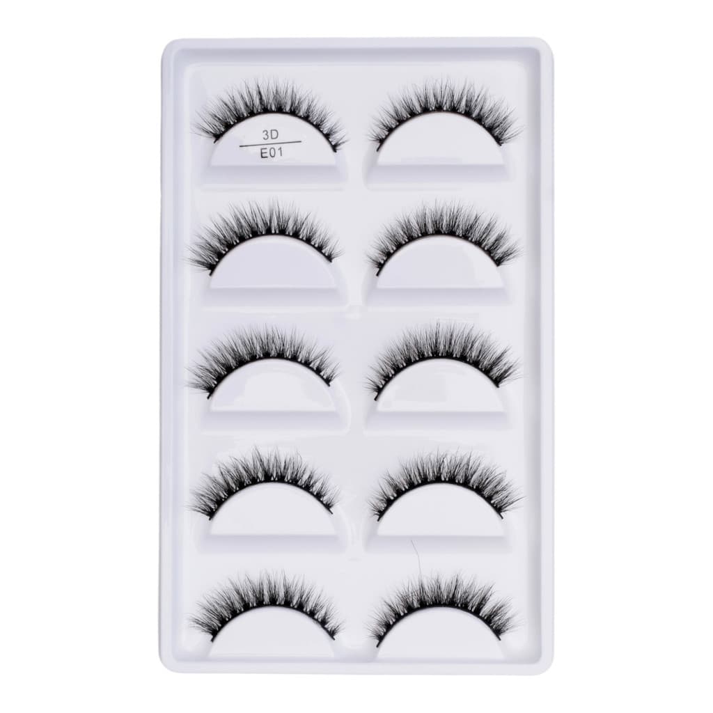 Cartela com 5 pares de cilios postiços naturais modelo - E01