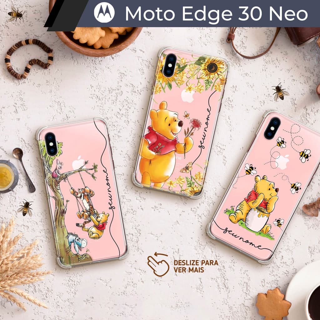 Capa Capinha - Motorola Moto Edge 30 Neo - Ursinho Pooh Transparente Personalizada
