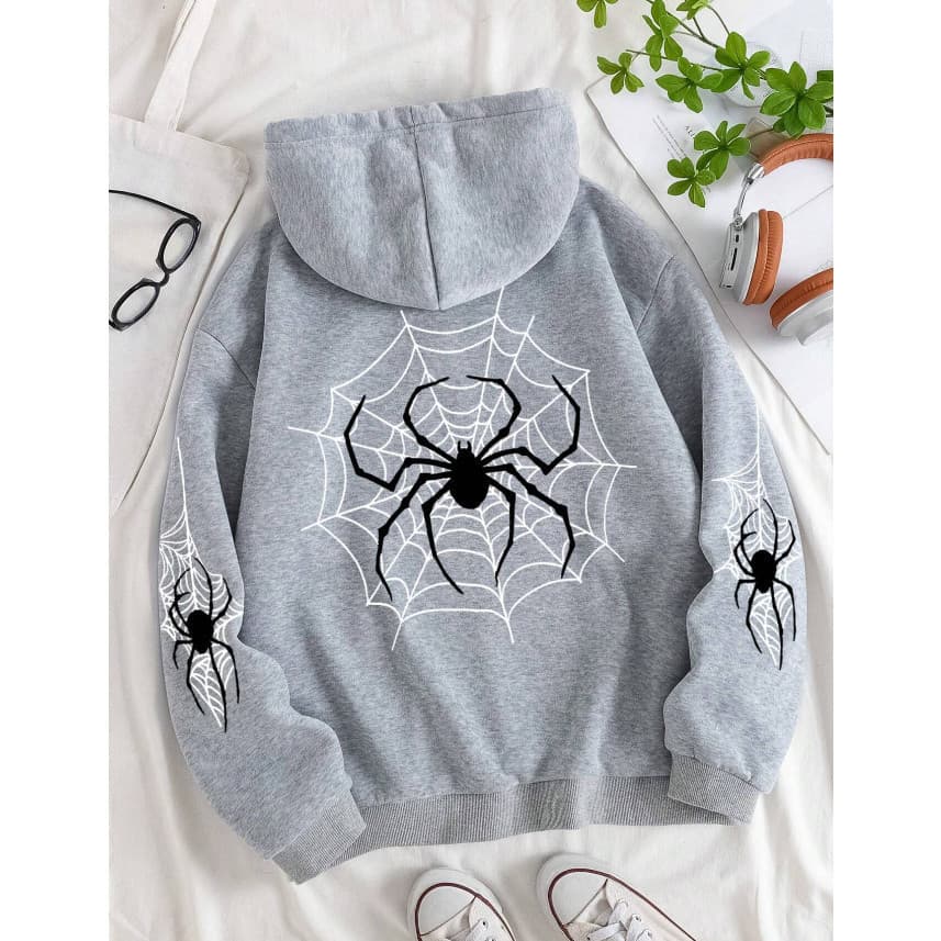 Blusa Moletom Com Capuz Estampado Aranha Teia Unissex Hoodie