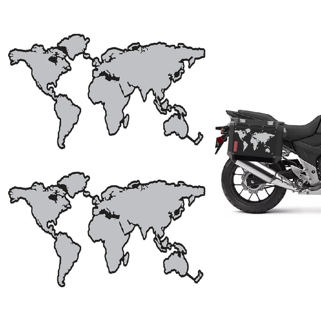 Adesivo Mapa Mundi Baú De Moto Bmw Triumph Tiger 28x17 - Par