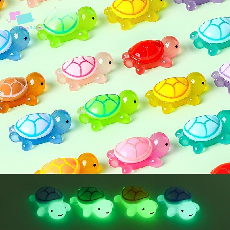 Abongbanghn 6/10 Pçs Tartaruga Luminosa Decoração De Casa Paisagismo Resina Artesanato Brilhante Jardim Peixe Miniaturas