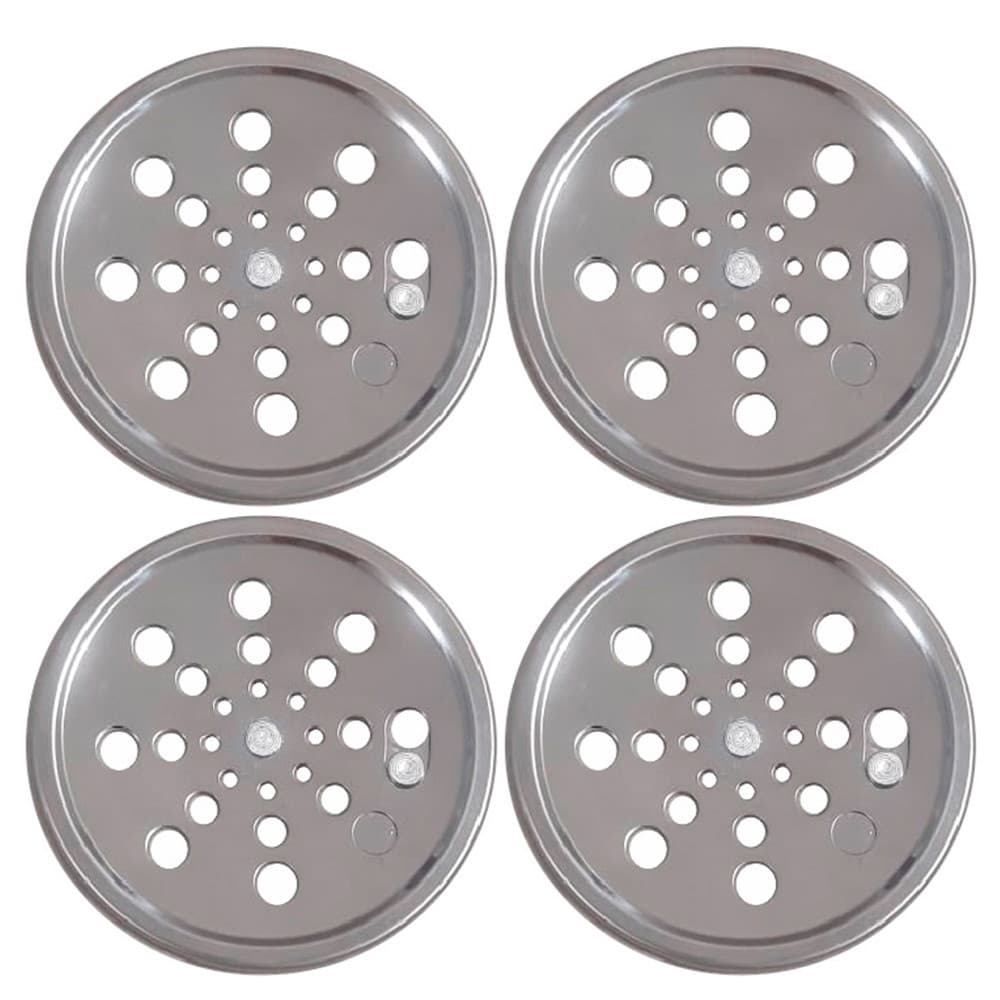 Kit com 4  Grelha Inox redonda com Fecho para Ralo 100mm