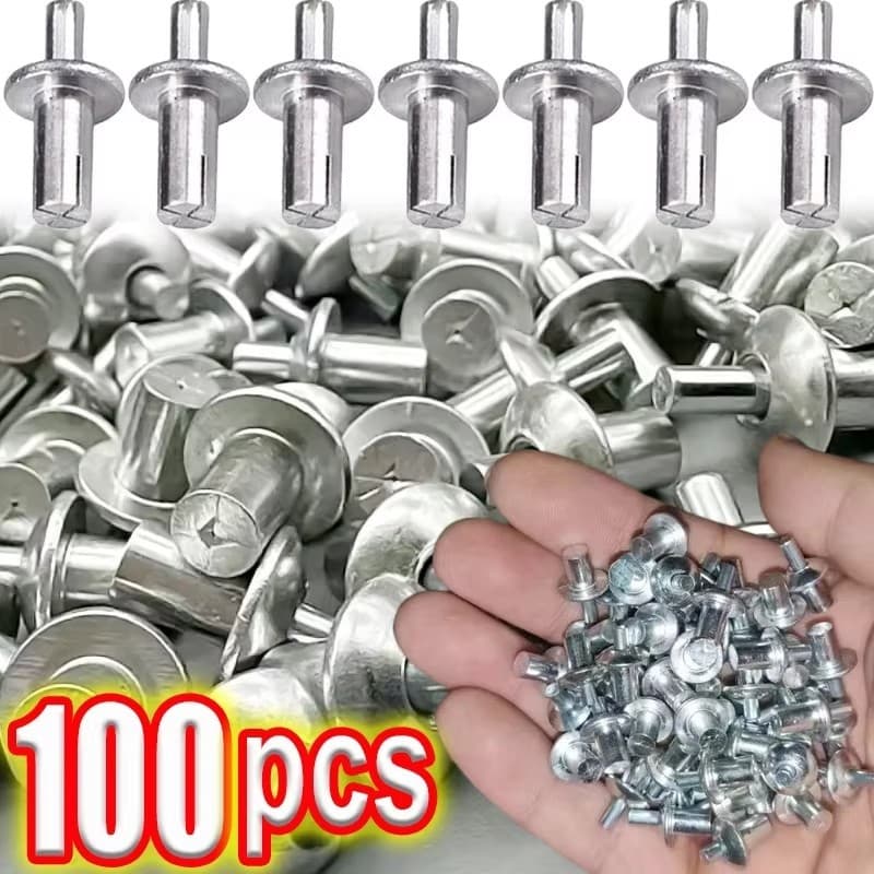 20/50/100Pcs Pregos De Expansão De Martelo Rebite De Alumínio De Liga Rebites Parafusos De Haste De Aço Inoxidável Fixadores De Parede