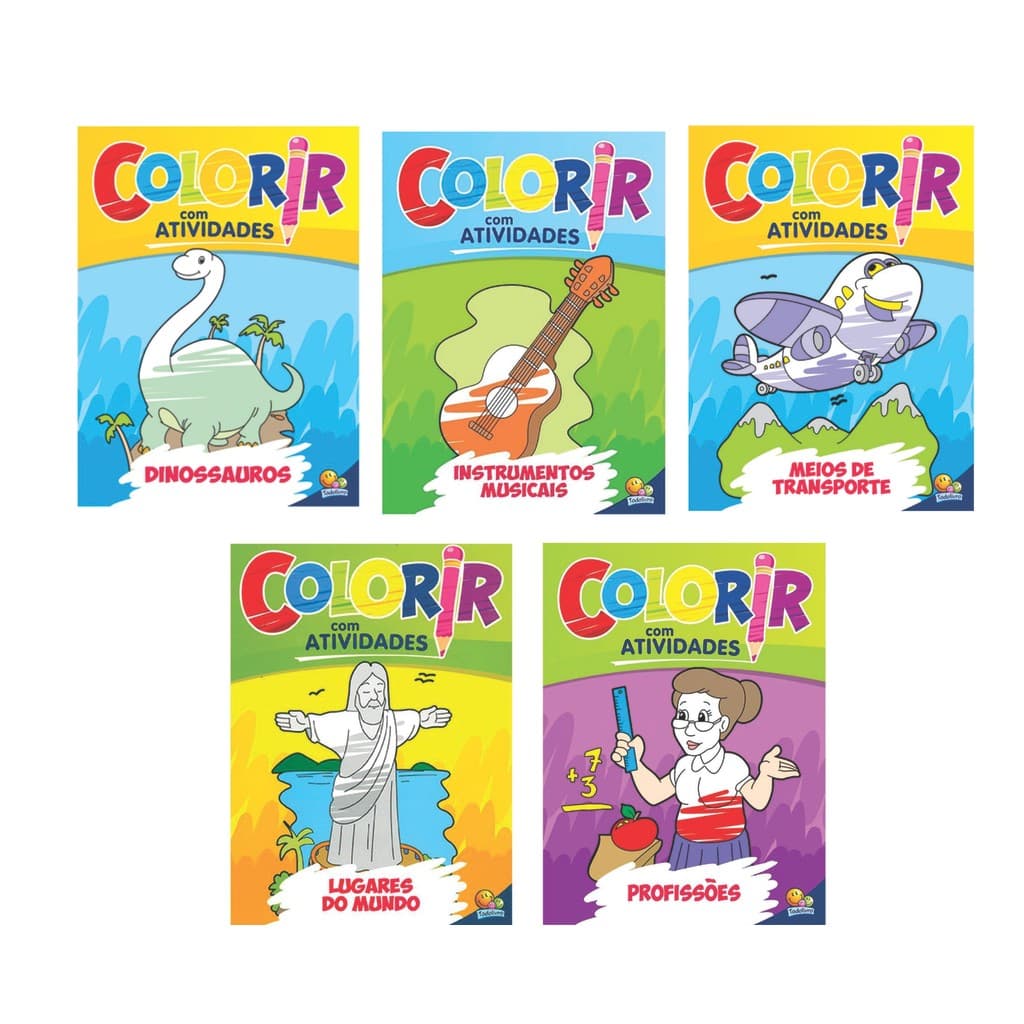 Kit Até 5x Livros Colorir com Atividades Temas Variados Editora Todolivro