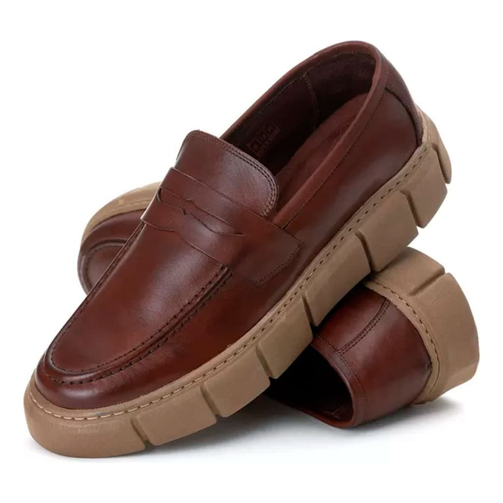 Sapato Masculino Tratorado Premium Em Couro Elegante Macio