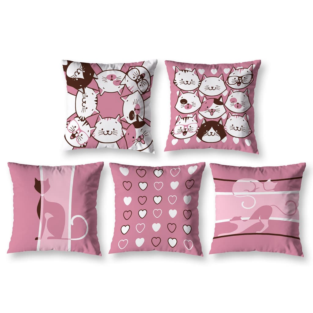Kit 5 Capas de Almofada 40cm x 40cm Decorativas Estampadas Digital Coloridas Sala Sofá Quarto