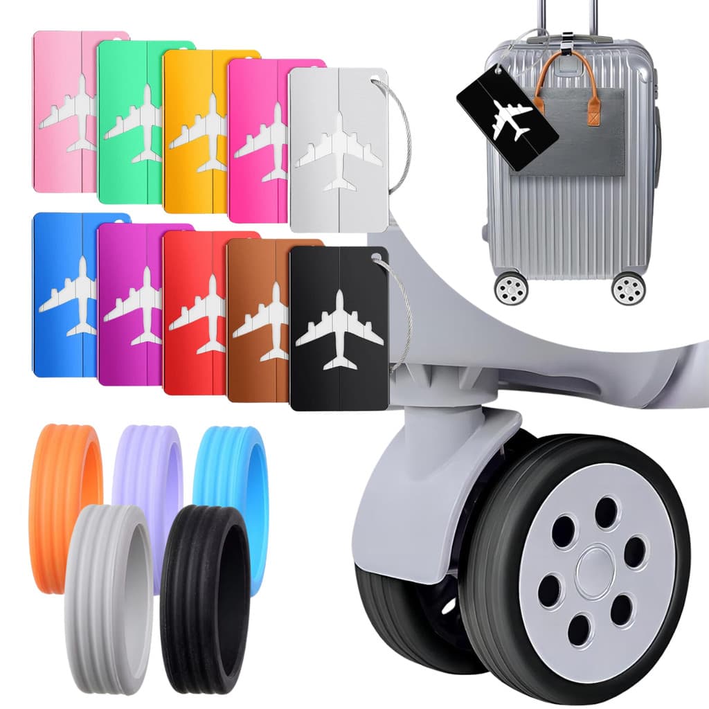 Tag Identificador Etiqueta Para Mala Kit C/ 8 Un Protetores De Rodas Bagagem Viagem