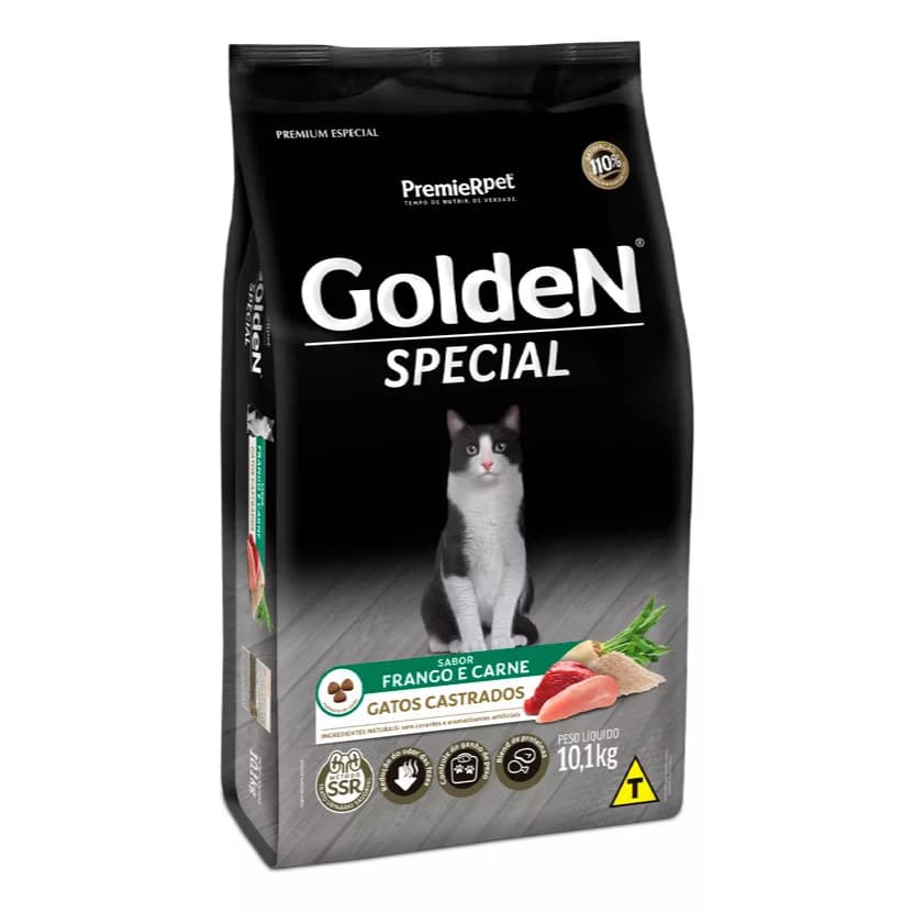 Ração Seca Golden Special Gatos Castrados Frango e Carne - Special Gatos Adultos 10.1kg