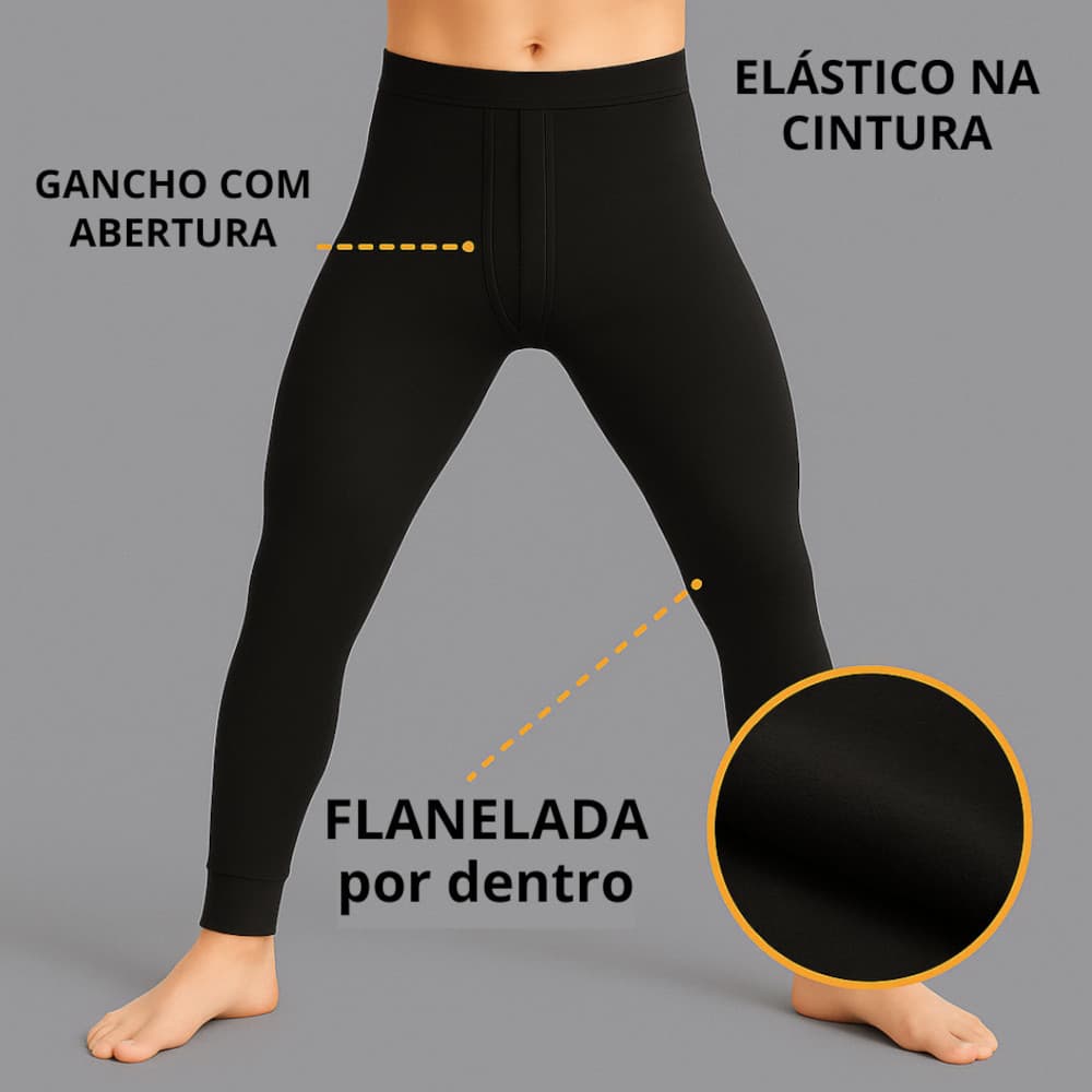 Minhocão Mijão Calça Térmica Ceroula Masculina Flanelada