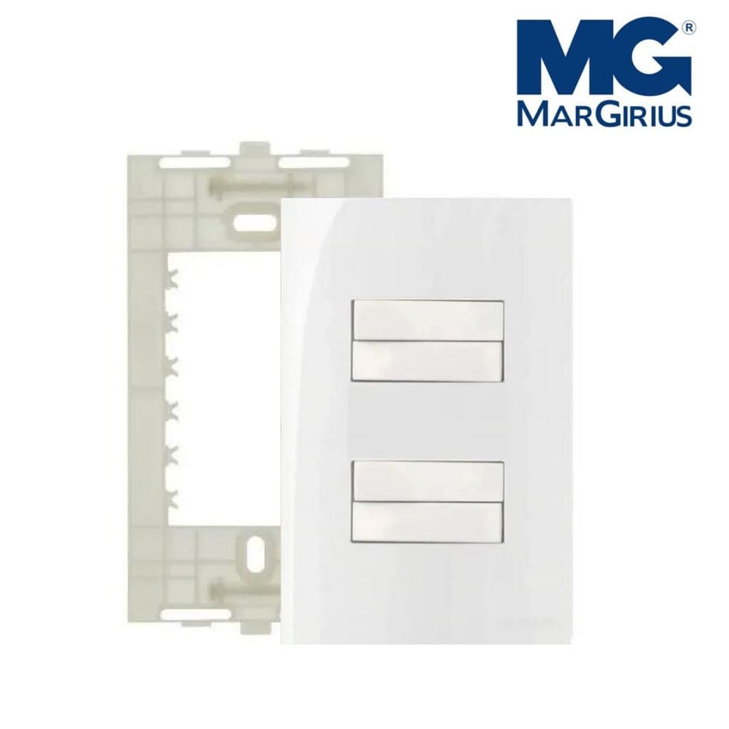 Conjunto 4x2 com 4 Interruptores Teclas Simples Sleek Branco Margirius