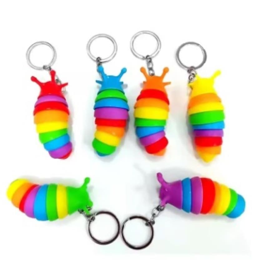 Kit 2 Chaveiro Slug Lesma Lagarta Colorido Fidjet Divertido