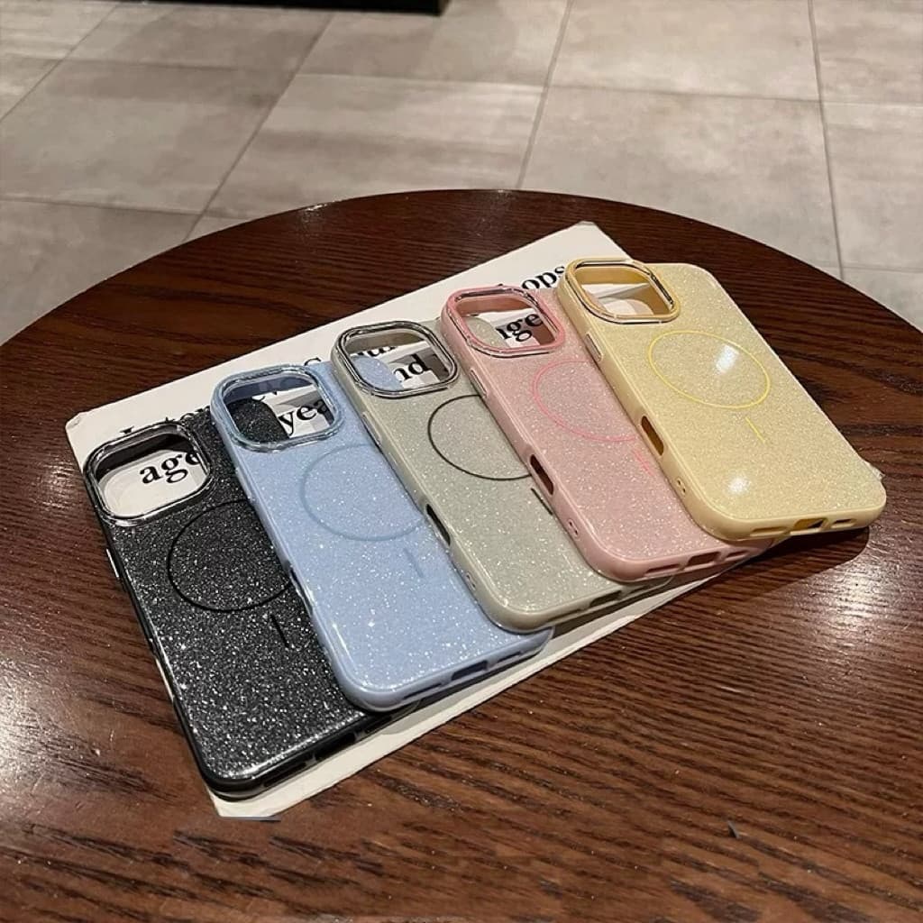 Capa capinha Brilho Glitter Carregamento por Indução IPhone 11 13 14 15 16 normal,plus,pro e promax