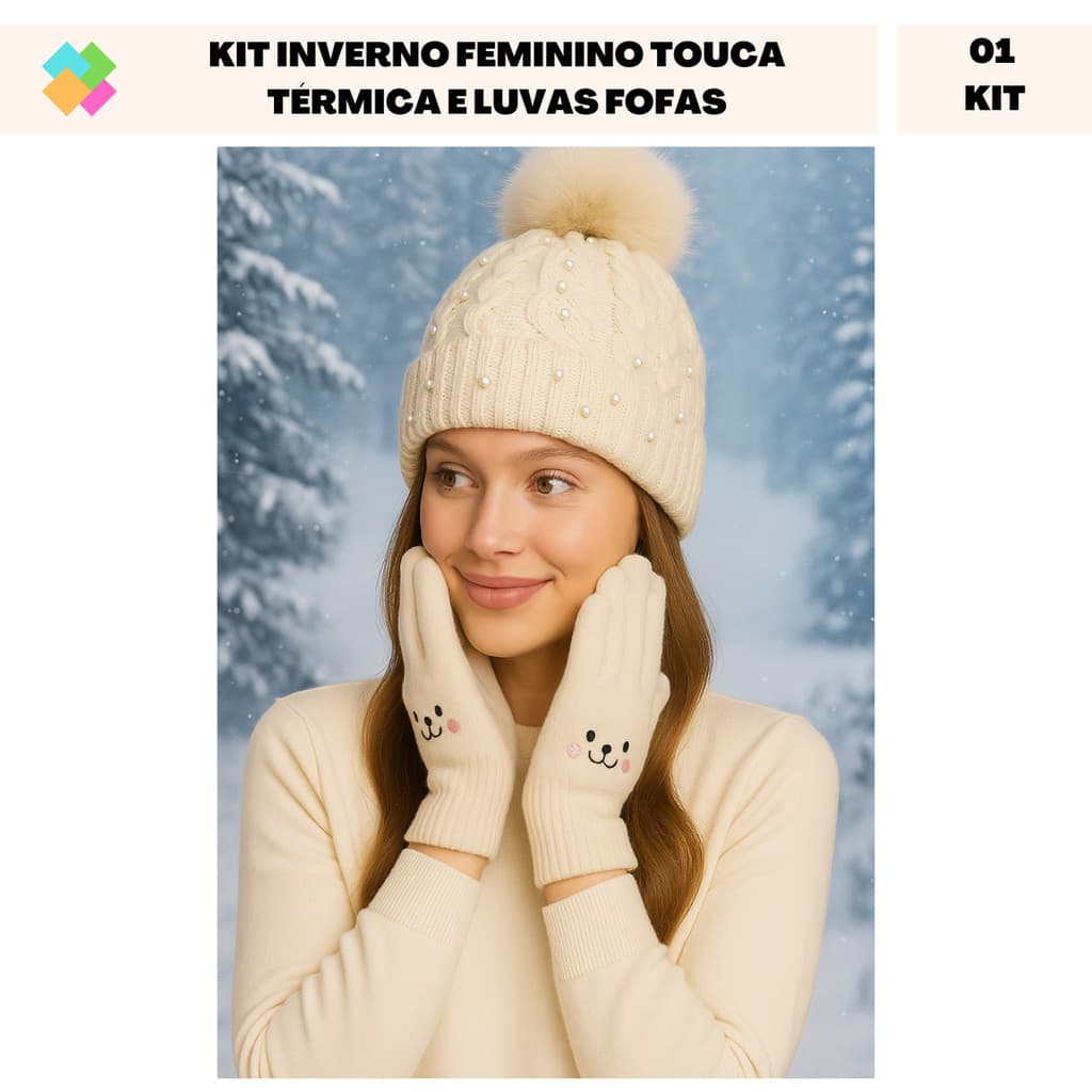 Kit Inverno Feminino Touca Térmica e Luvas Fofinhas e Quentinhas - Estilo, Conforto e Funcionalidade
