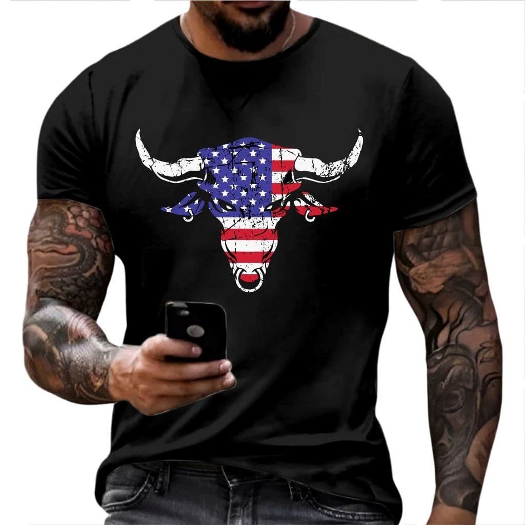 T-shirt Camisa Linda Camiseta Premium 100% Algodão Touro América country Streetwear Lançamento 2024 Envio Imediato Motor