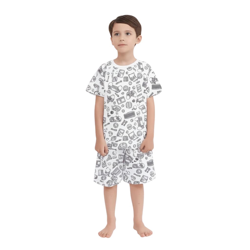 Pijama Infantil Menino Games Algodão Branco