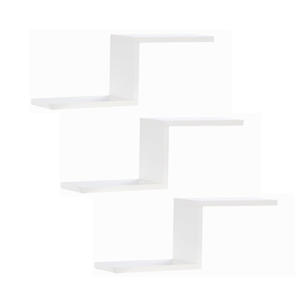 Kit 3 Nichos Prateleira Zig Zag Formato Z MDF Branca Suporte Invisível Fácil Instalação