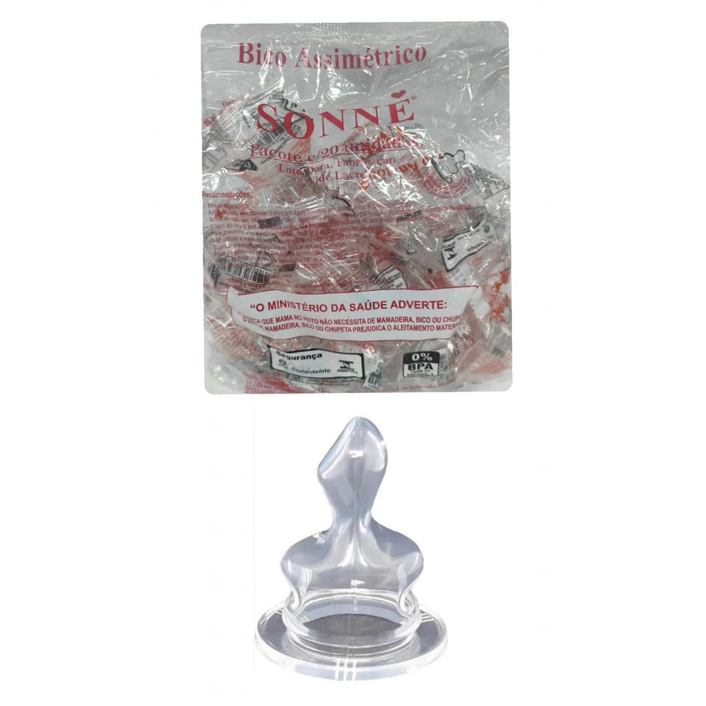 Bico De Mamadeira Silicone Assimétrico Pacote 20 Und Atacado