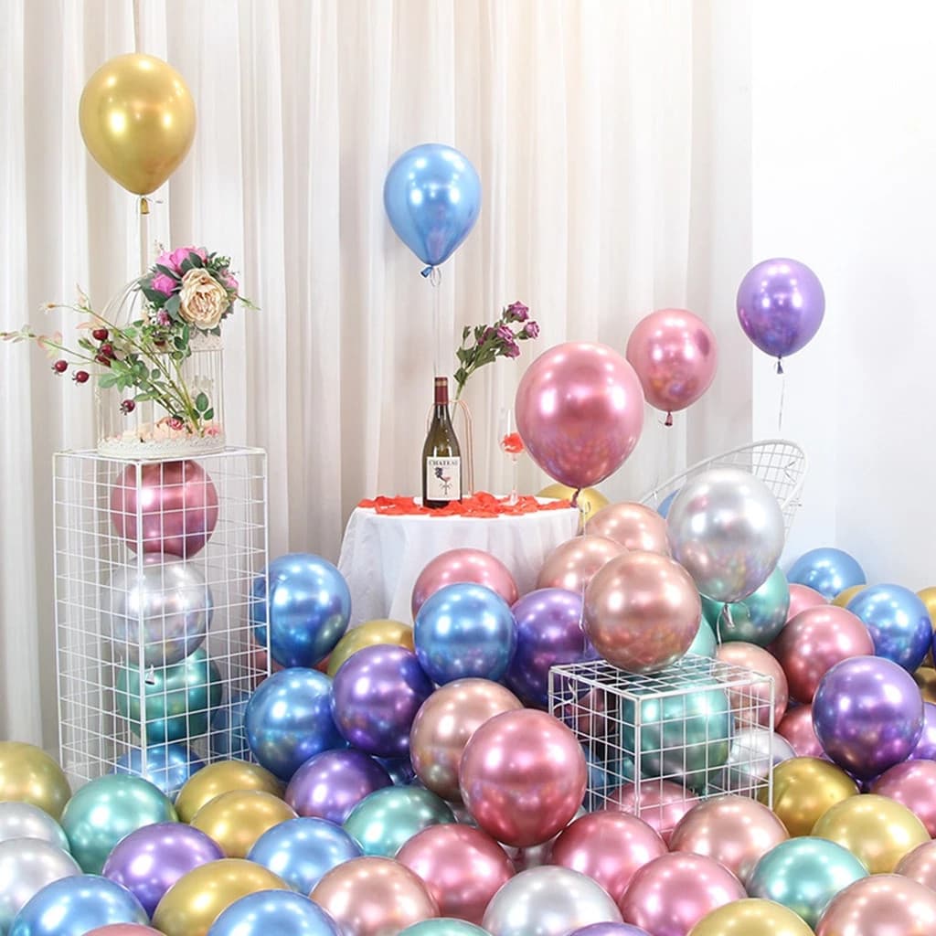 Kit 50 Balões Metalizados Cromados 12 Polegadas-Decoração Para Festas e Aniversários