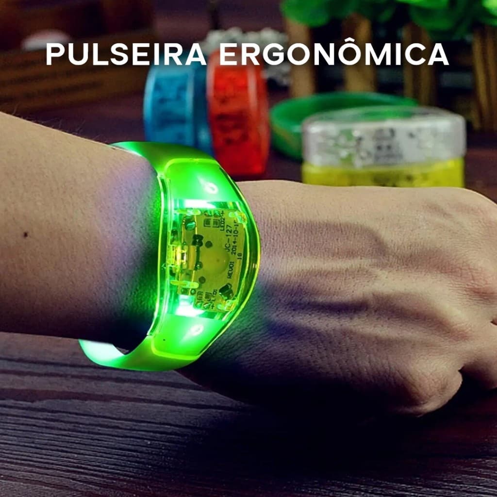 kit 10/02 Pulseiras de LED Ativada por Som, : Acompanhe o Ritmo da Festa
