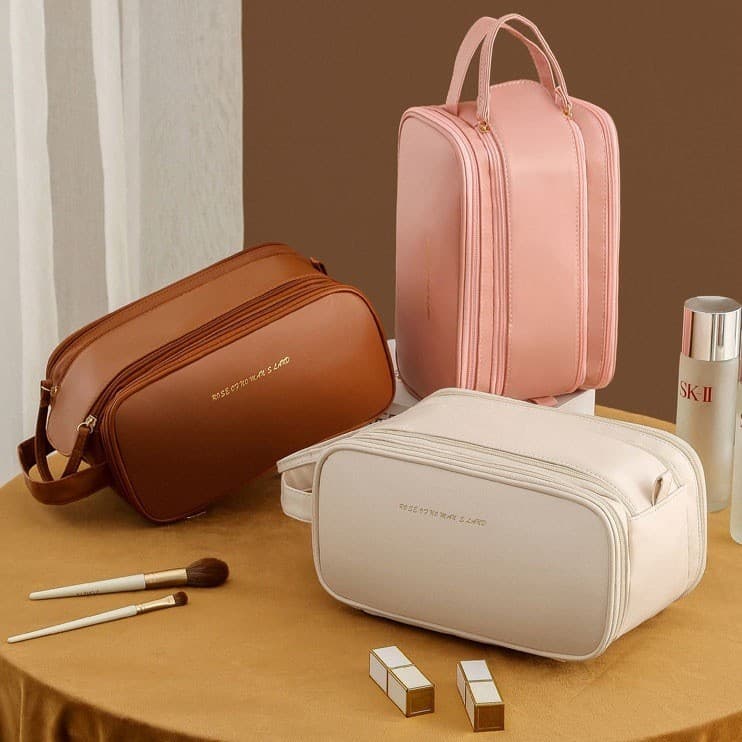 Bolsa Grande Capacidade Com Abertura Em Forma De U Para Mulheres Portátil Viagem Multi-Compartment Couro À Prova D'água