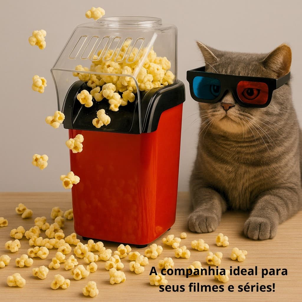 Mini Pipoqueira Elétrica 110v 1200w Potente Sem Óleo Ar Quente Cozinha Cinema Filmes Saudável