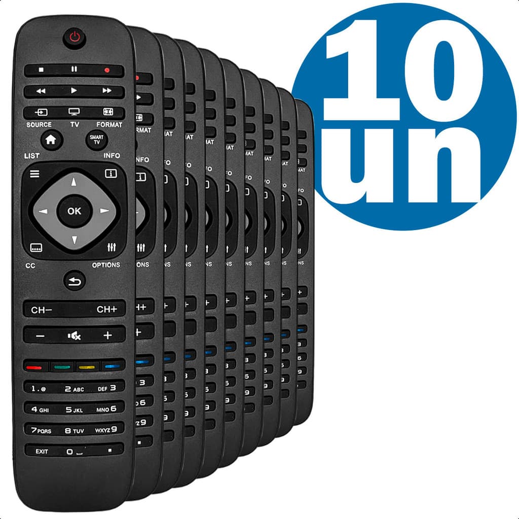 Controle Remoto Compatível Com Smart TV Philips Led Lcd Kit Com 10 Atacado
