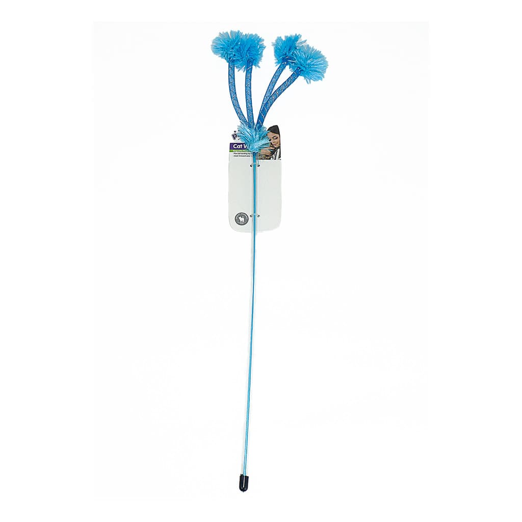 VARINHA PARA GATOS COM PLUMAS PAWISE AZUL