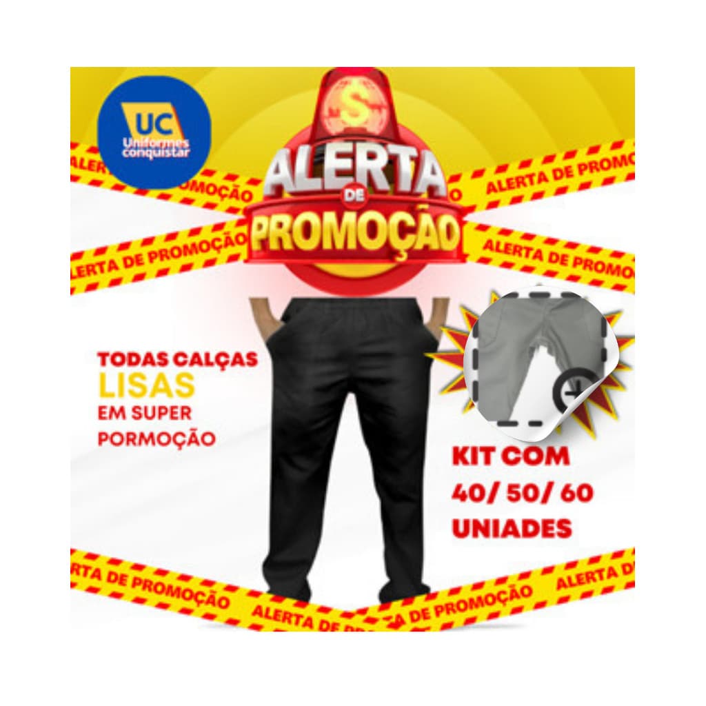 Kit com 50 Calças de Brim Pesado REFORÇADA de ALTA QUALIDADE Elástico e Cordão Ajuste -  Uniforme Profissional