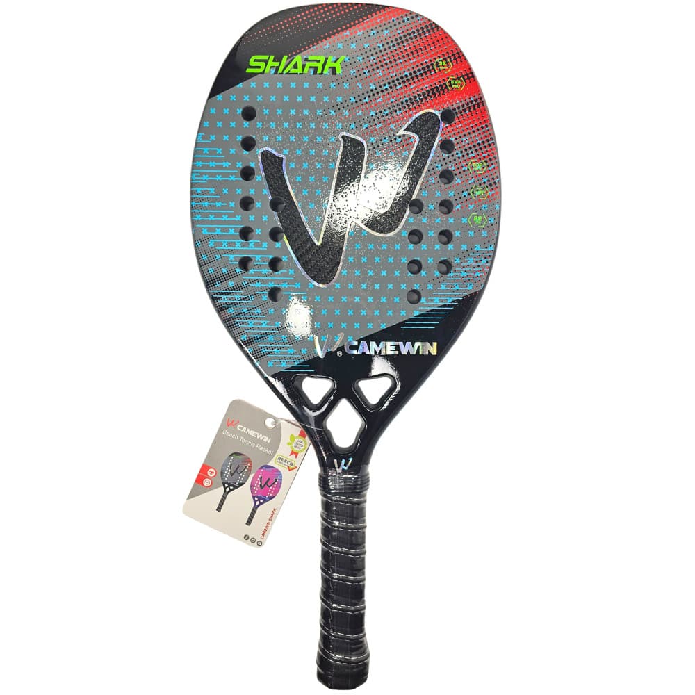 Raquete Beach Tennis Camewin Shark Carbono 3k Cinza + Brindes