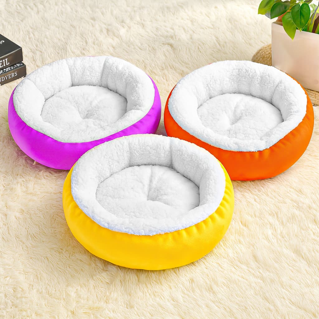 Cama Sherpa Redonda Caminha Para Cachorros E Gatos Quentinha, Macia E Confortável