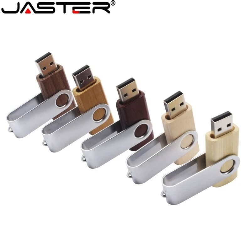 JASTER Rotatable Pen Drive 128GB Madeira Metal Memory Stick 64GB Logotipo Personalizado Gratuito USB Flash 32GB Presente
