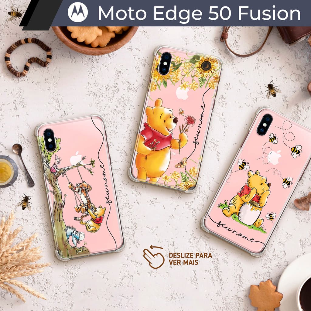 Capa Capinha - Motorola Moto Edge 50 Fusion - Ursinho Pooh Transparente Personalizada