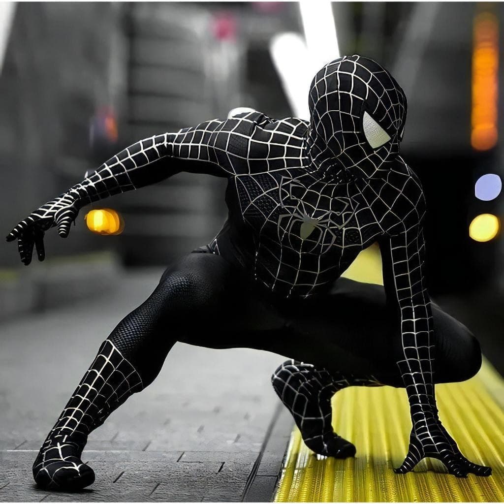 Fantasia Cosplay Homem Aranha Venom Black Filme Tobey Maguire Traje Luxo