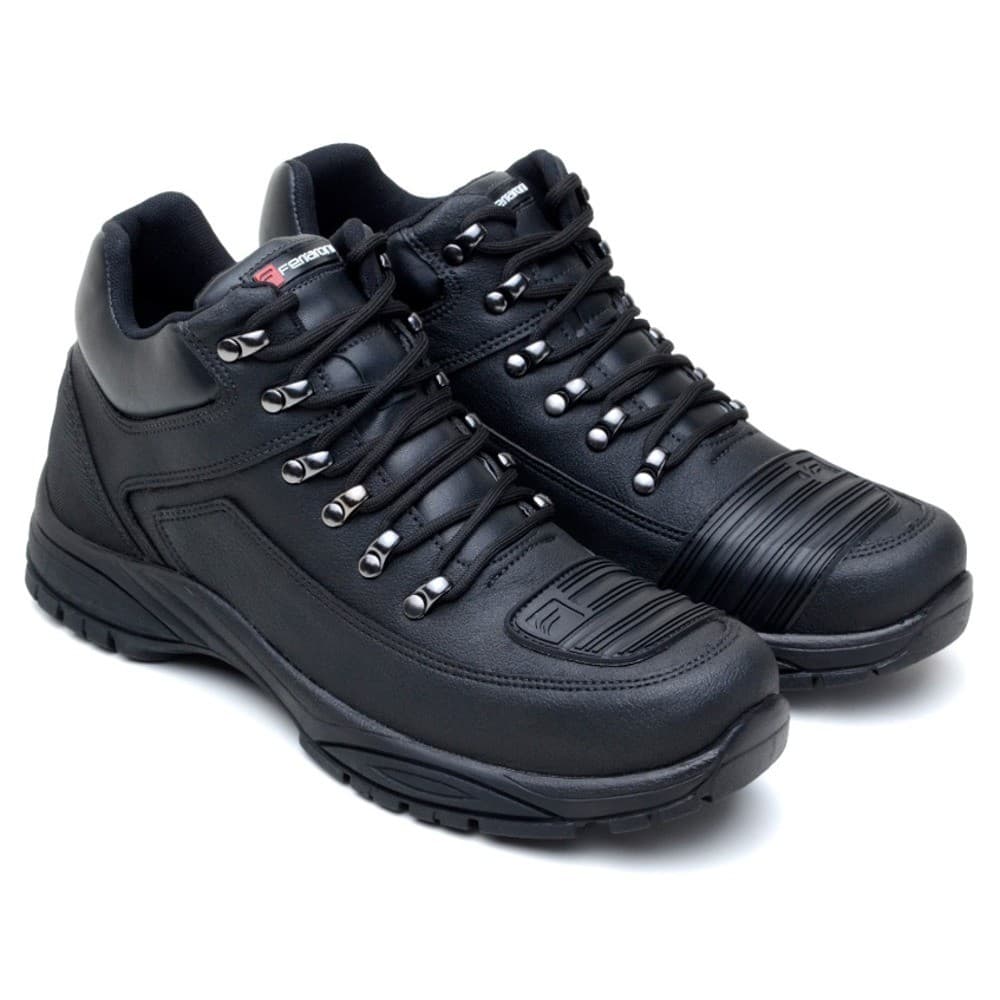 Bota Coturno Motociclista Motoqueiro Cano Baixo Com Cadarço Couro Eco